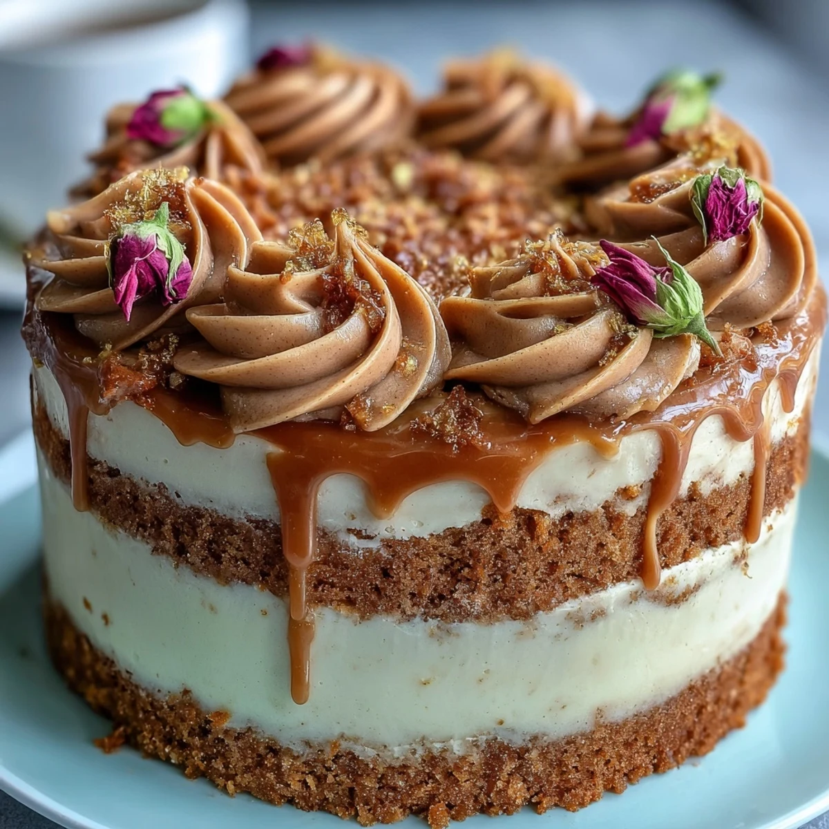 Taurus Butterscotch Floral Layer Cake