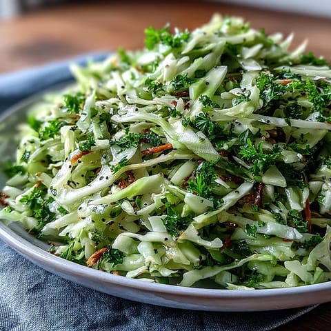 A fresh bowl of Green Cabbage and Apple Slaw, tossed with grated carrots and green onions, ready to serve as a picnic side dish.  