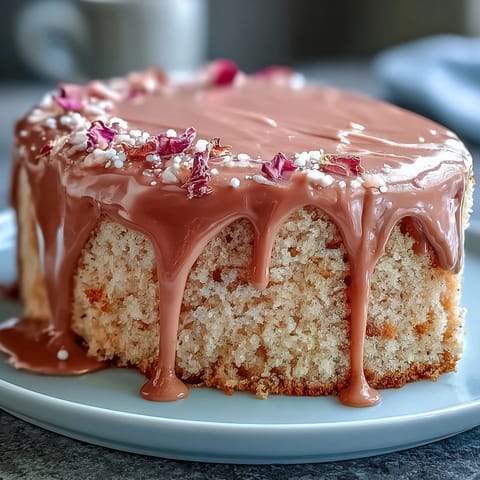 Luxurious pink velvet cake subtly infused with rosé wine, perfect for celebrations.