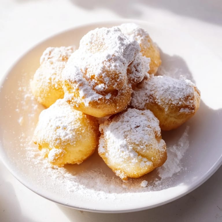 Soft and airy inside, these delicious Italian zeppole are served warm, a perfect treat.