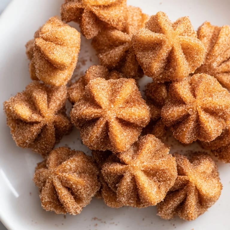 A close-up of delicious Churro Bites, coated in cinnamon sugar, waiting to be dipped in chocolate sauce.