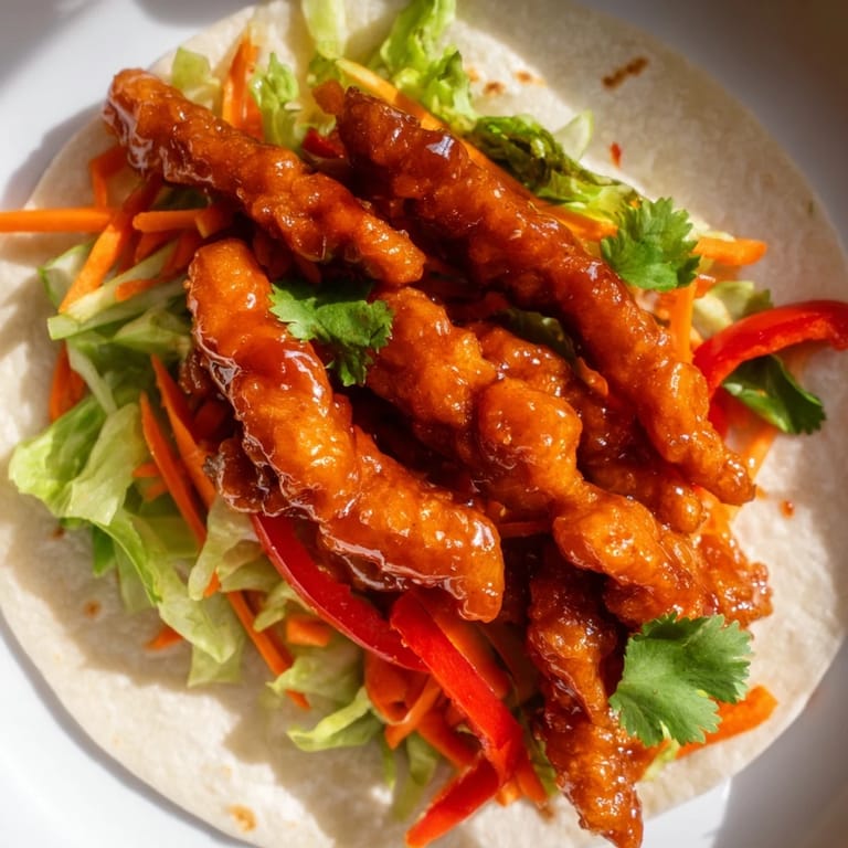 Golden Honey Sriracha Chicken Wrap served with fresh cilantro and lime wedges, perfect for an easy weeknight dinner.