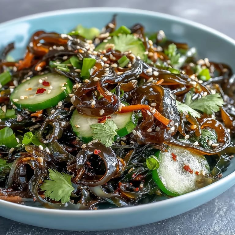 Healthy Seaweed Salad, showcasing fresh greens and a tangy dressing, perfectly chilled for lunch.