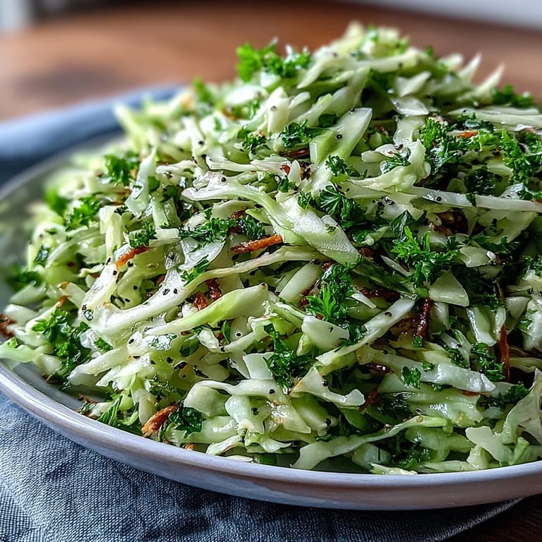 A fresh bowl of Green Cabbage and Apple Slaw, tossed with grated carrots and green onions, ready to serve as a picnic side dish.  