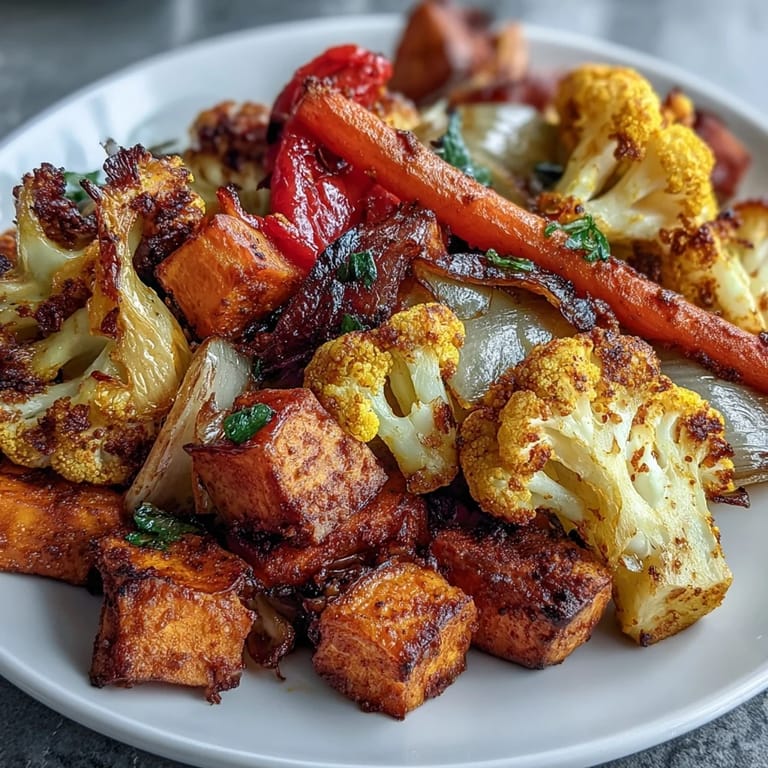Vibrant anti-inflammatory turmeric roasted vegetables topped with fresh cilantro and a squeeze of lemon.
