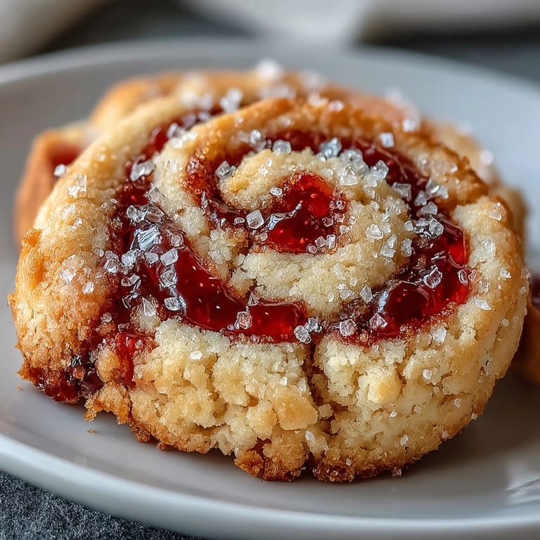 Stack of three Raspberry Swirl Shortbread Cookies with sandy texture, ready for tea time or gifting.