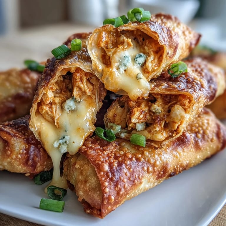 Buffalo Chicken Dip Egg Rolls served with celery sticks and blue cheese dip.