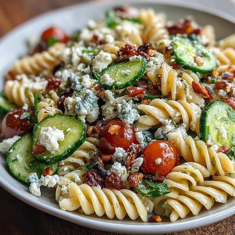 Bright and refreshing lemon vinaigrette pasta salad featuring fresh vegetables, perfect for summer picnics or light lunches.