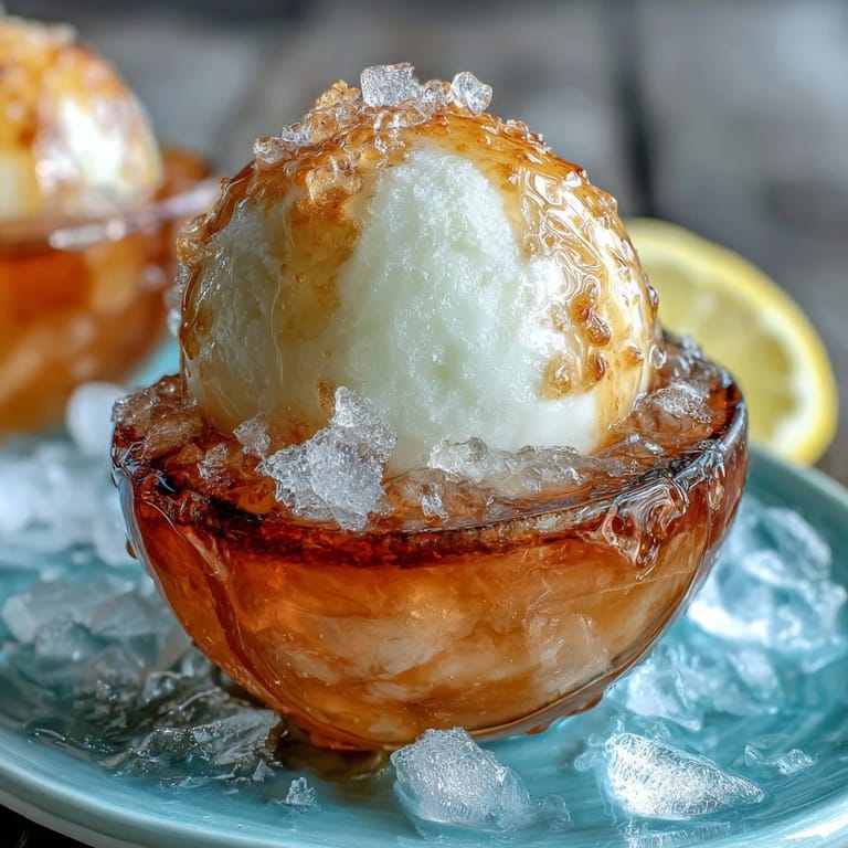 Elegant Limoncello Sorbet Float topped with fresh mint and lemon zest, served in chilled glasses for a cool treat.
