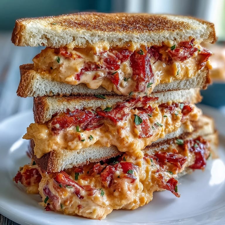 Classic Southern pimento cheese finger sandwiches with sharp cheddar and creamy filling, perfect for tea time.