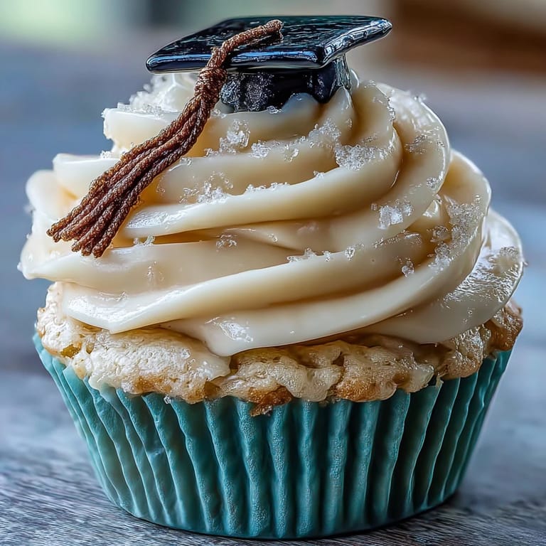 Celebrate commencement with these vanilla graduation cupcakes featuring elegant fondant caps.