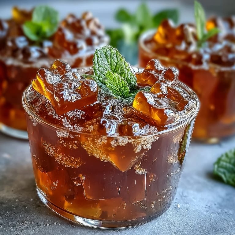 Translucent Gummy Bear Lemonade Jelly Cups with colorful bears suspended, perfect for a party.