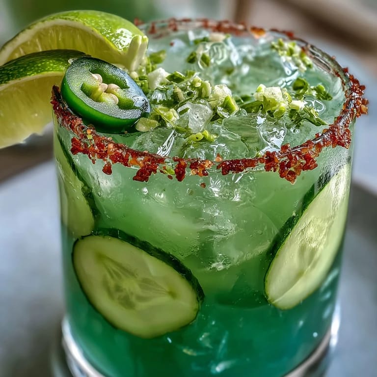 Sip this alcohol-free Viral Pickle Margarita Mocktail, salt-rimmed with a cooling pickle spear.