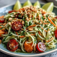 Vibrant Thai Papaya Salad with Peanuts, bursting with lime and fresh crunch.